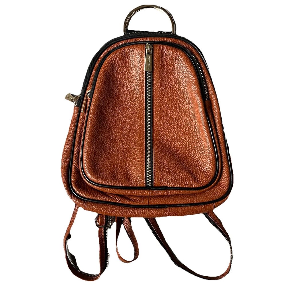 Valentina Pebbled Leather Sling Backpack Brown